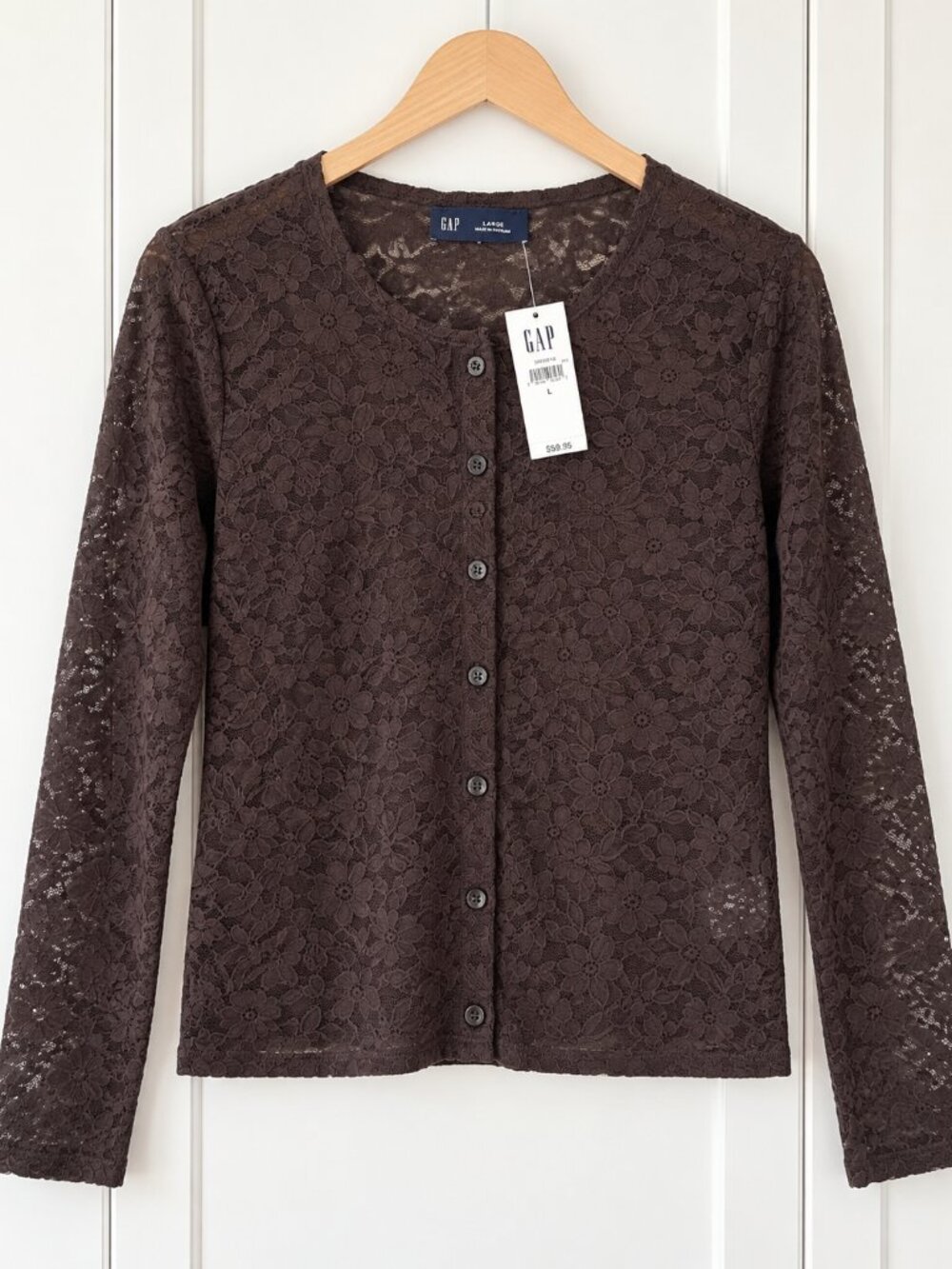 GAP Women’s Large Brown Lace Button Front Cardigan Top NWT